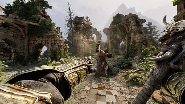Fatekeeper close-range combat with shield and enemy from official Steam media